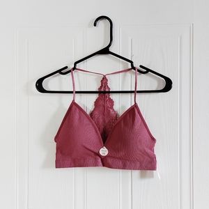 Dark pink seamless racerback bralette